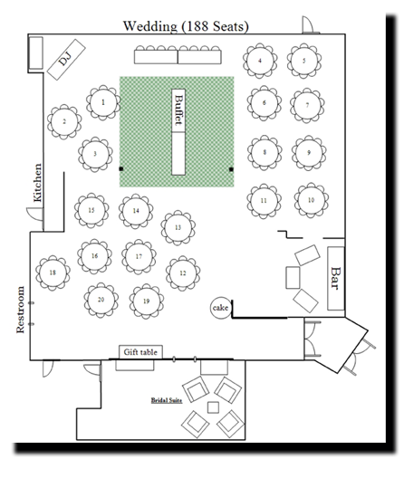 Floor plan options at Villa Luna Venue by Blue Moon Catering | Wichita, KS