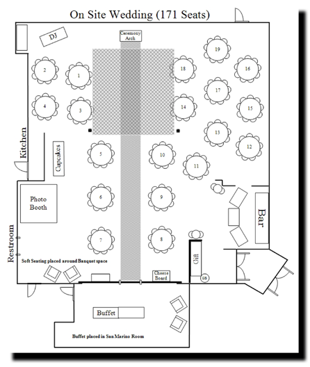 Floor plan options at Villa Luna Venue by Blue Moon Catering | Wichita, KS